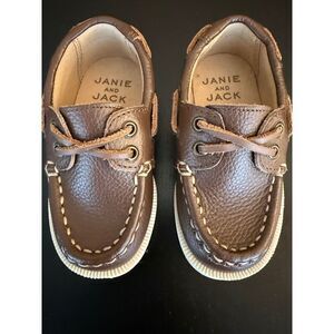 Janie and Jack Toddler Leather Boat Deck Shoes Baby Boys Size 5 Preppy Loafer‎